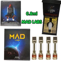 Latest Stylish MAD LAB Vape Cartridges In Stock Atomizer Tank 510 Thread Ceramic Coil Metal Tip Empty E Cig Cartridge Pen With Retail Box