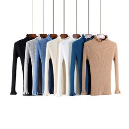 Quality Cashmere And Wool Knitted Sweater Women Slim Turtleneck Long Sleeve Pullovers Autumn Winter Pashmina Knit Jumpers