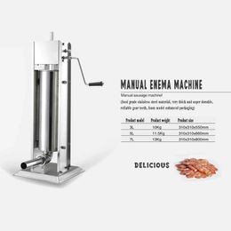CarrieLin Enema Machine Household Vertical Stainless Steel Machine, Commercial Manual Sausage Hand-Cranked 7L