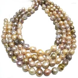 Chokers Inches 9-10mm Natural Multicolor Nucleated Round Large Baroque Pearl Loose StrandChokers ChokersChokers Godl22