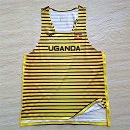 UGANDA Stripes Man Fast Running Net Breathable Vest Speed Professional Athlete Track Field Singlet Customizable 220413