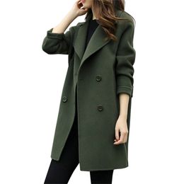 Long Wool Warm Coat Women Button Solid Button Woman Black Long Coats Winter Warm Windproof Overcoats Fashion Female Blends T190903