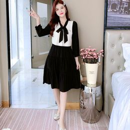 Casual Dresses Wind Autumn Wear Two-piece Dress Children In 2022 The Small Waist Show Temperament Of Thin Little Black DressCasual