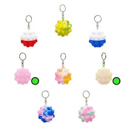 Rainbow Fidget Toys 3D Bubble Ball Key Ring Pendant Toy For Kids Balls Anti Stress Funny Anti-Stress Gift