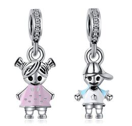 925 Silver Fit Pandora Charm 925 Bracelet Btuamb Maxi Baby Boy Girl Enamel Alloy Pendant Beads charms set Pendant DIY Fine Beads Jewellery