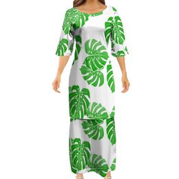 Elegant Drop Women Club Bodycon Dresses Samoan Puletasi Polynesian Traditional Tribal Design Dress 2 Piece Set 220706
