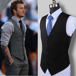 Men's Vests 2022 Fashion Boutique Cotton Solid Colour Casual Suit Vest Black Grey Formal Businss Wedding Dress Guin22