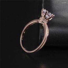 Cluster Rings Real Solid 925 Sterling Silver Crown For Women Luxury 1.2ct Diamond Wedding Engagement Ring 18K Rose Gold JewelryCluster Wynn2