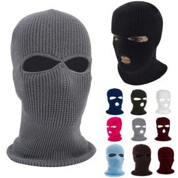 knit 3 hole face mask hot ski mask balaclava hat face beanie cap snow winter motorcycle helmet hat