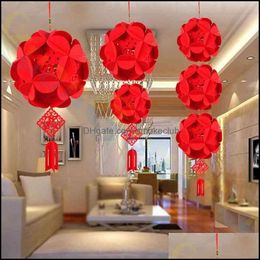 10Pcs Diy Non-Woven Chinese Year Festival Hydrangea Lantern Pendant Room Bar El Party Decorations Wedding Flower Ornament Drop Delivery 2021