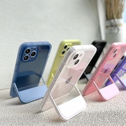 Luxury Holder Stand Bracket Transparent Silicone Phone Cases For iPhone 14 13 12 Pro Max 11 7 8 Plus X XS XR SE 3 Clear Soft Cover