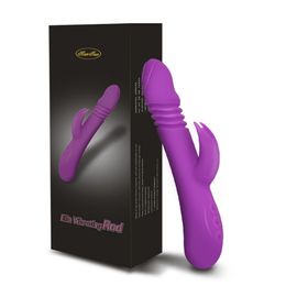 Smart Heating Rabbit Vibrator for G point Vagina and Clitoris Stimulation 7 Vibration 3 Frequency Telescopic Dildo for Female Masturbation Massage