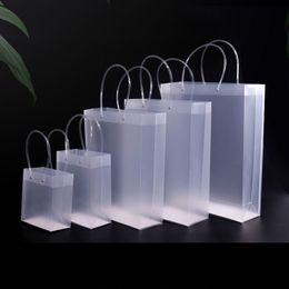 PP Transparent Plastic Bag Fresh Flower Bunch Plant Flower Wedding Product Gift Bag Cake Bags with Long Handle