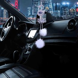 Interior Decorations Elegant Swan Rhinestone Ornament Car Rear View Mirror Accessories Auto Rearview Bling Crystal Hanging Decor CharmInteri