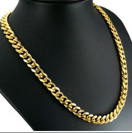 14K Gold Plated mens chains 9mm Miami Cuban Cut Mens Chain Necklace