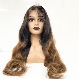 #1b4 body wave Indian human virgin hair half hand tied 13x3 lace frontal wigs for black woman fast express delivery