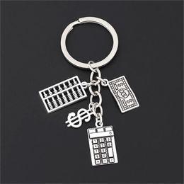 Keychains 1Pc Arrived Calculator Accounting Keyring 100 Dollar Bill And Sign Pendant Fit Men Purse Gift Diy Jewellery Wholesale E2693