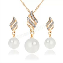 Artificial spiral pearl necklaces earring Jewellery set fashion women gift Earrings & Necklace