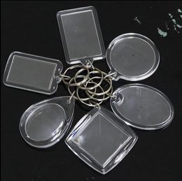 Keychains 5pcs Rectangle Round Drop Shape Transparent Blank Acrylic Insert Po Picture Frame Keyring Keychain DIY Split Ring Key ChainKeychai