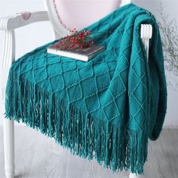 Nordic Knitted Throw Blanket Bed Bedding Sofa Knitted Plaid Travel TV Nap Blankets Soft Towel Bed Plaid Tapestry 201111