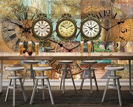 Custom wallpaper rolls for walls European retro industrial style bar coffee shop background wall wallpaper