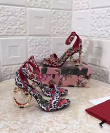 Вишневый леопардовый барочный каблук сандалии женский модель дизайнер