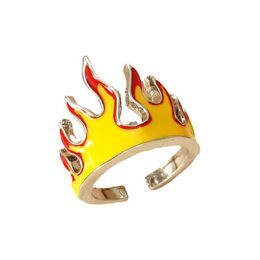 Cluster Rings Vintage Flame Open For Women Men's Metal Charms Punk Friendship Jewellery Aesthetics Gifts Party JewelryCluster