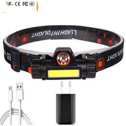 New Built in Rechargeable 18650 Battery XP-G Q5 Led Headlamp Head Flashlight Lamp Headlight 2500lm Cob Working Light Yunmai