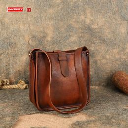 Evening Bags Retro Small Square Bag Women's Cowhide Messenger Genuine Leather Special-Interest Design Box Shoulder