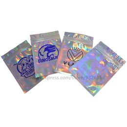 7.5x10cm/8.5x13cm stock Holographic Bags Hot Stamping Colours Zip lock Food Storage Pouch Gilding Bronzing Pouch One Colour 100 PCS 201022