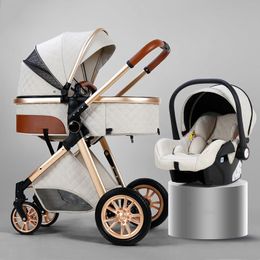 Strollers# Baby Fashion brand 3 Designer in 1 Travel System Born Cart Portable Cradel Infant Carrier High-end Soft Popular elastic