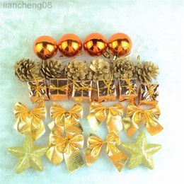 Gold Star Bronze Pine Cone Orange Christmas Ball Christmas Tree Decoration Pendant L220812
