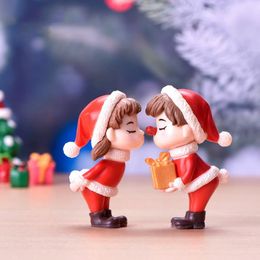 Decorative Objects & Figurines 2Pcs/Set Miniature Dollhouse Christmas Couple Fairy Garden Decorations