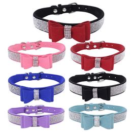 Bowknot Cat Dog Collar Adjustable Fibre Dogs Necklace Collar and Leash Set for Puppy Large Dogs Pet Stuff Martingale 201030