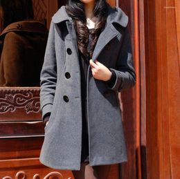 Women's Wool & Blends 2022 Coat Women Plus Size 5XL Winter Solid Double-Breasted Hooded Long Sleeve Button Cashmere Woollen Jose22