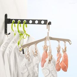 Laundry Bags Foldable Clothes Hanger Space Aluminum Clothesline Pole With Hooks Bathroom Folding Home Adjustable Drying Rack