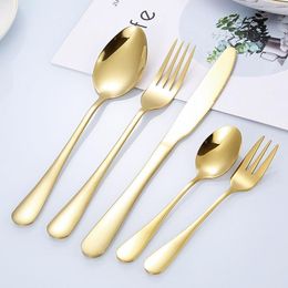 Dinnerware Sets Complete Of Cutlery Fork Spoons Knife Set Stainless Steel Gold Crockery 5 PcsDinnerware