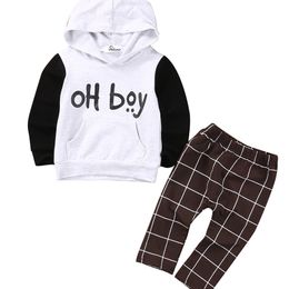 Citgeett 2pcs Toddler Kids Baby Boy Clothes Set OH Hoodies Plaid Pants Leggings Outfits 0 4Y SS 220620