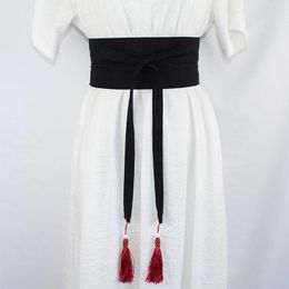 Belts Solid Color Cotton Linen Fringe Girdle For Women Chinese Style Retro Hanfu Cummerbunds Width Lady Corset Waist BeltBelts