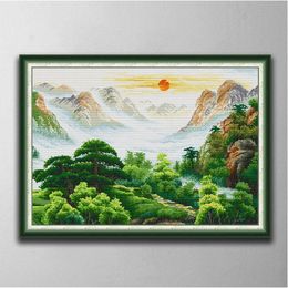 Rising sun DIY cross stitch Embroidery Tools Needlework sets counted print on canvas DMC 14CT 11CT cloth