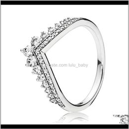 genuine pandora ring UK - Trendy Genuine 925 Sterling Silver Shimmering Princess Wishbone Ring For Women Wedding Engagement Party Pandora Jewelry Gift T9G6F227B