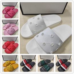 Designer slippers New Rubber Slides Sandals Floral Brocade Women Men Slipper Flat Bottoms Huaraches Flip Flops Womens Fashion Striped Beach Slippers 38Fe#