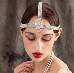 Elegant Wedding Bridal Crystal Headband Indian Forehead Hairband Rhinestone Crown Tiara Princess Queen Headdress Ornament