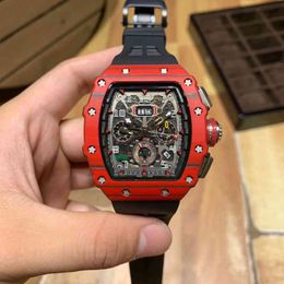 Richa Milles Superclone Automatic Watch for Zf factory Men Chronograph Richa Milles Personalized Fashion Mens Mechanical Watch Carbon Fiber Red Tape Atmospheric M