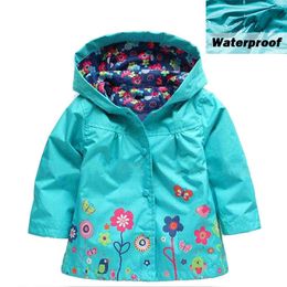 Baby Girls Windbreaker 2019 Spring Jackets For Girls Trenchcoat Raincoat Flower Children Girls Waterproof Outerwear Girl Clothing J220718