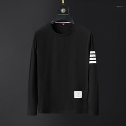 Men's T-Shirts 2022 Brand Mens T Shirts Graphic Autumn Long Sleeve Clothes Plus Size Homme High Quality Korean Style Fashion Black Striped