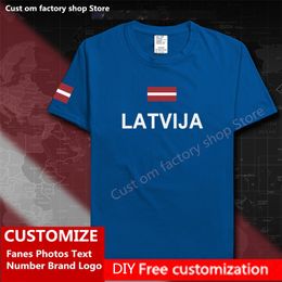 LATVIJA Country Flag T shirt DIY Custom Jersey Fans Name Number Brand Cotton T shirts Men Women Loose Sports T shirt LVA 220616