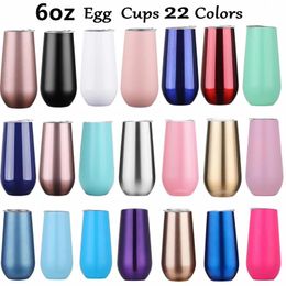 UPS 6oz Beer Wine Coffee Mugs 22 Colours Egg Tumblers With Lid Stainless Steel Glass Thermos Insulated Water Bottle Christmas Party Gift