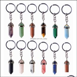 Key Rings Charms Natural Stone Keyring Fashion Keyholder Boho Jewellery Car Keychain For Women Baby Drop Delivery Dhkvf