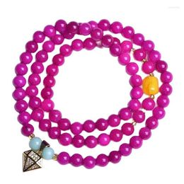 Beaded Strands Natural Shu Julai Chalcedony Bracelets 6 Mm Charm Pink Crystal Stone Brcelet DIY Accessories Gift Kent22